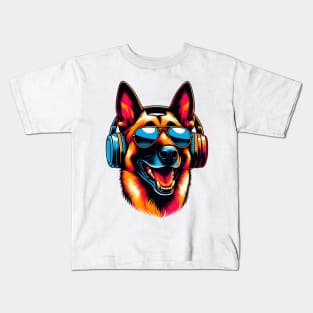 Belgian Malinois Smiling DJ: Melodic Canine Maestro Kids T-Shirt